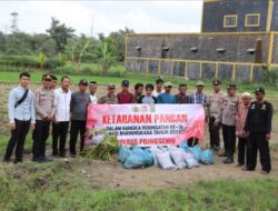 Dukung Ketahanan Pangan, Polres Pringsewu Salurkan Bantuan Bibit dan Perlengkapan Pertanian di Empat Pekon